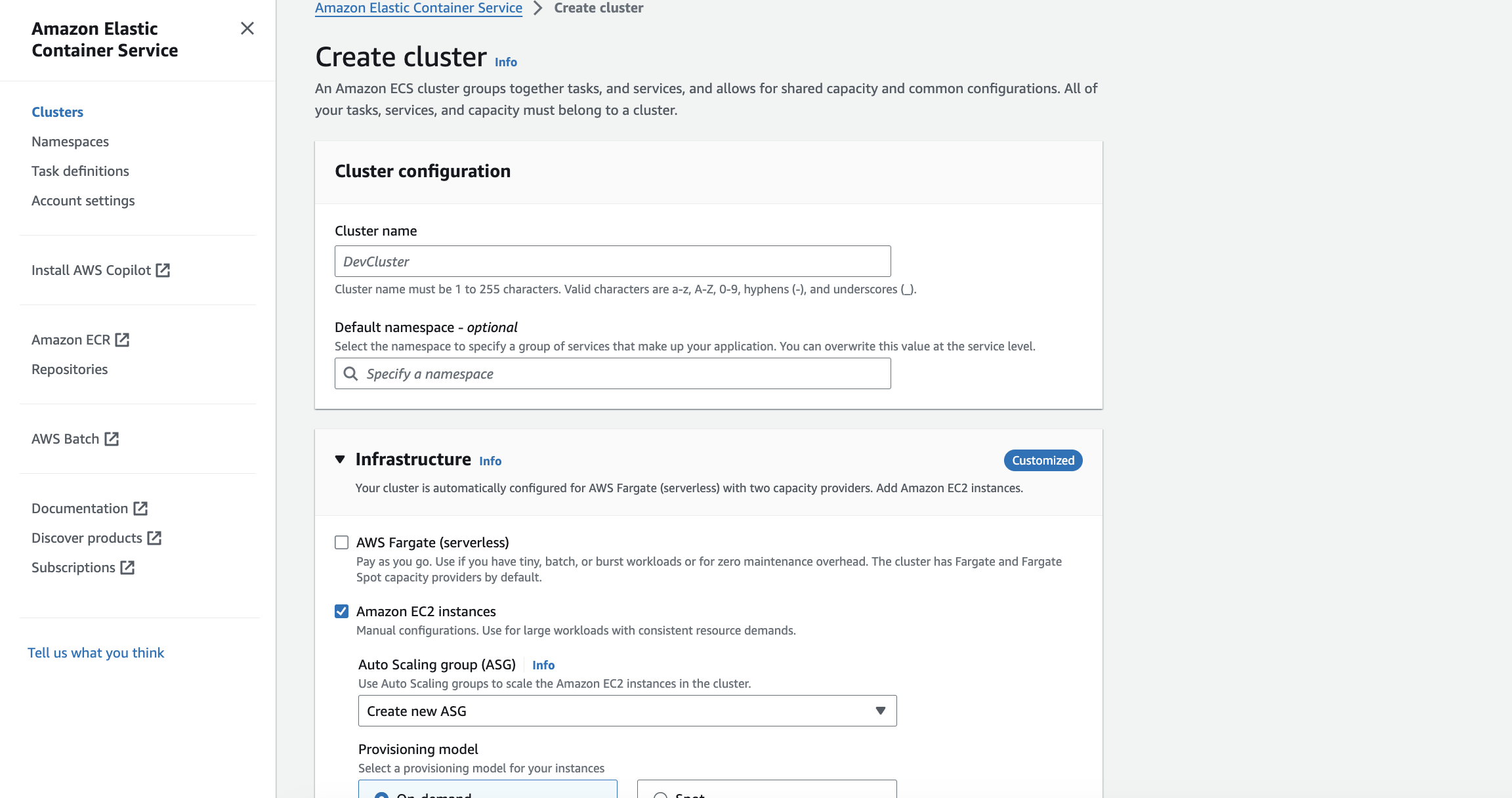 Cluster configuration