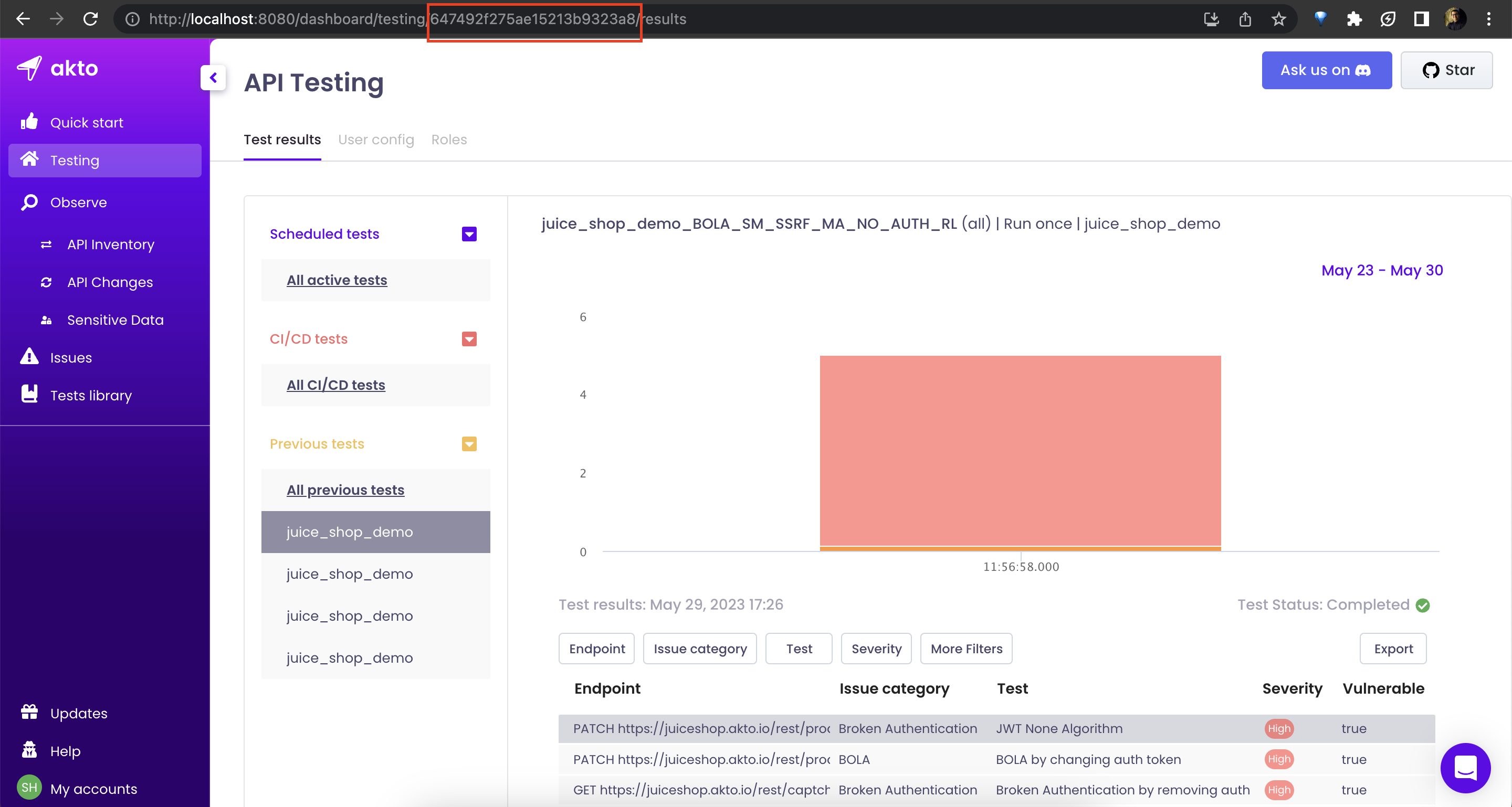 Customise the test as you want to run it your CICD