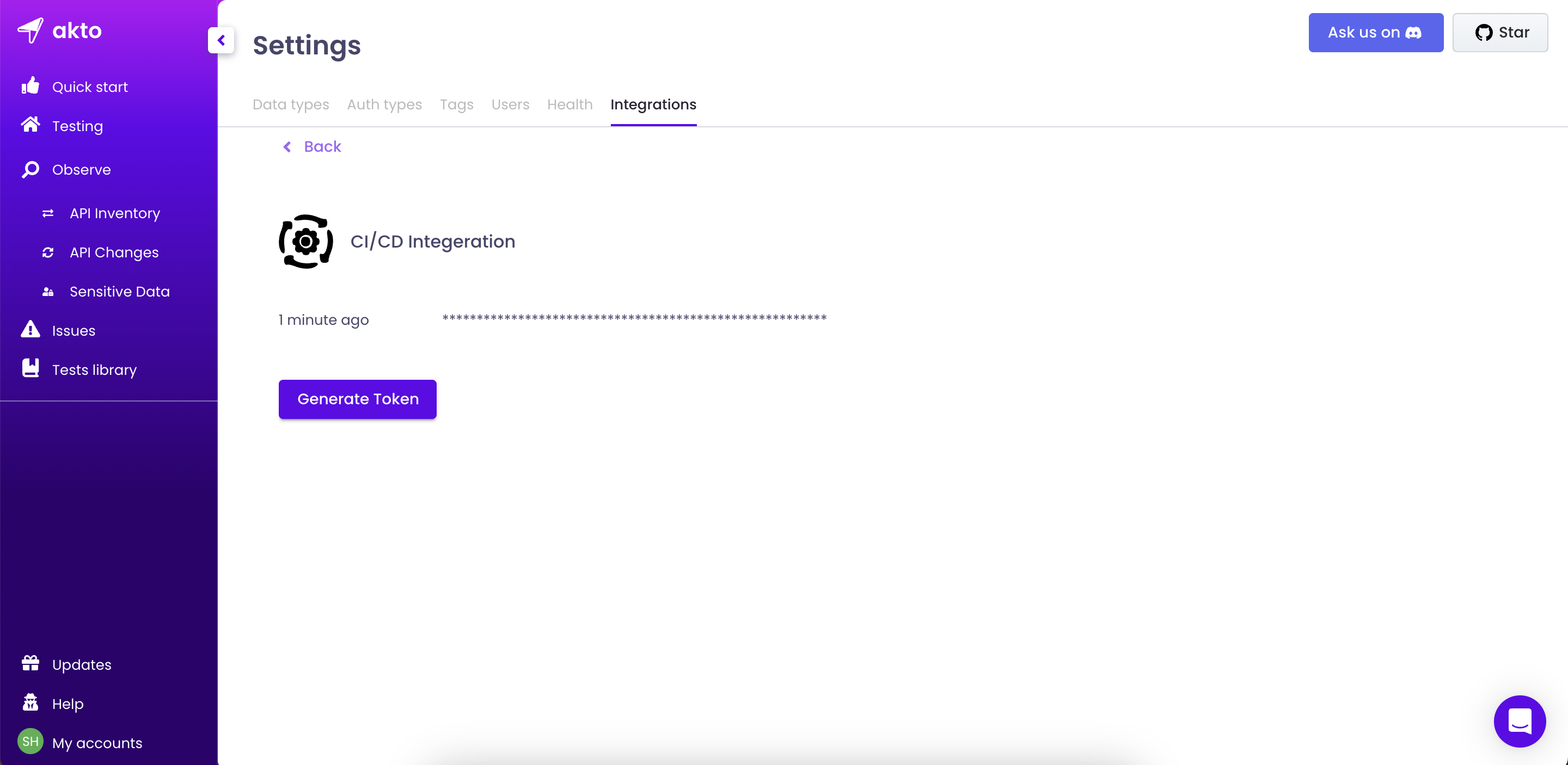 click on Generate Token
